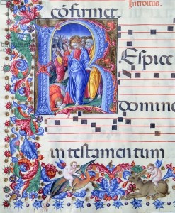 Jesus healing a leper.  From 15th Century gradual.