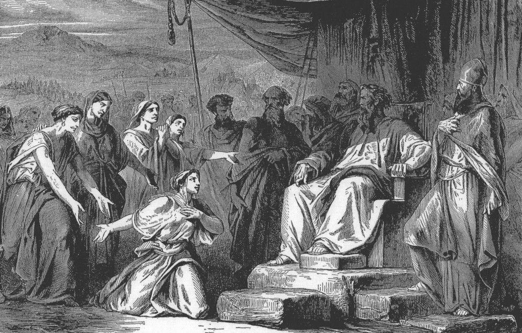 The Daughters of Zelophehad. Illustration from The Bible and Its Story Taught by 1000 Pictures. c. 1908