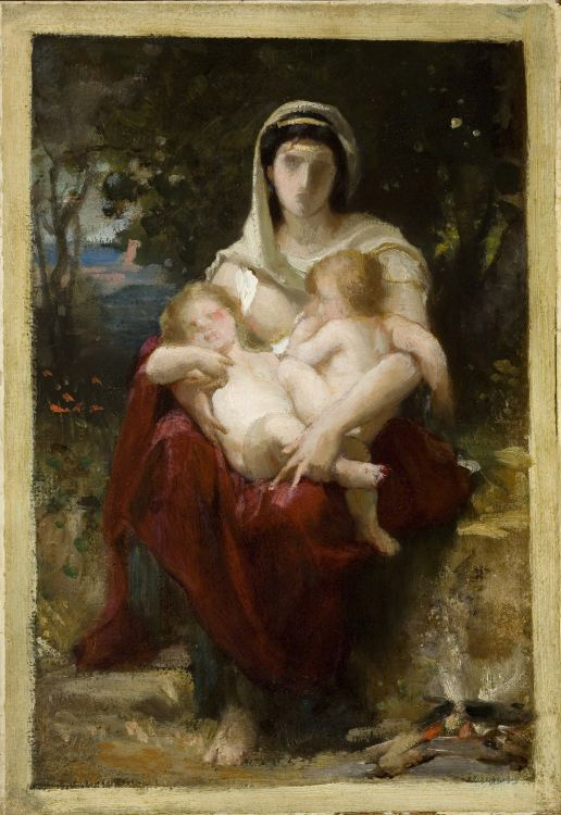 Sketch for La Charité. William Adolphe Bouguereau. Oil on Wood. c. 1872.  Not quite as good as it could be.