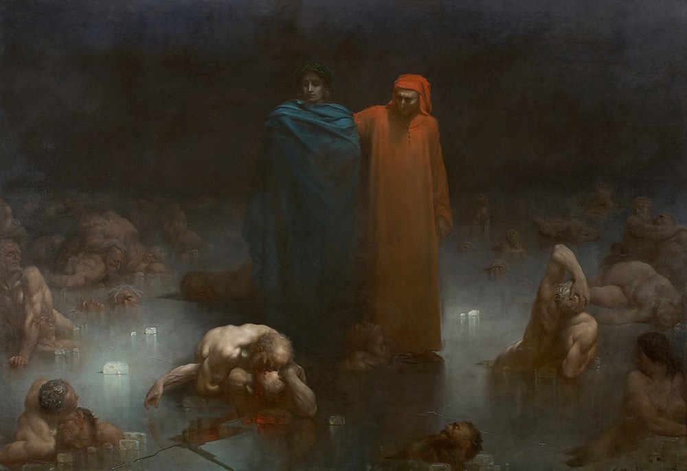 Dante and Virgil in the Ninth Circle of Hell. Gustave Dore 1832-1883. Oil on Canvas.