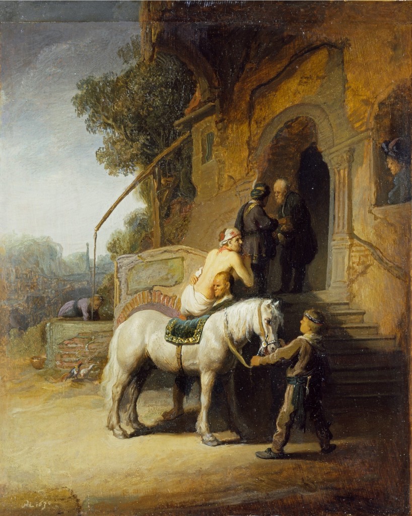 The Good Samaritan.  Rembrandt.   after 1633.